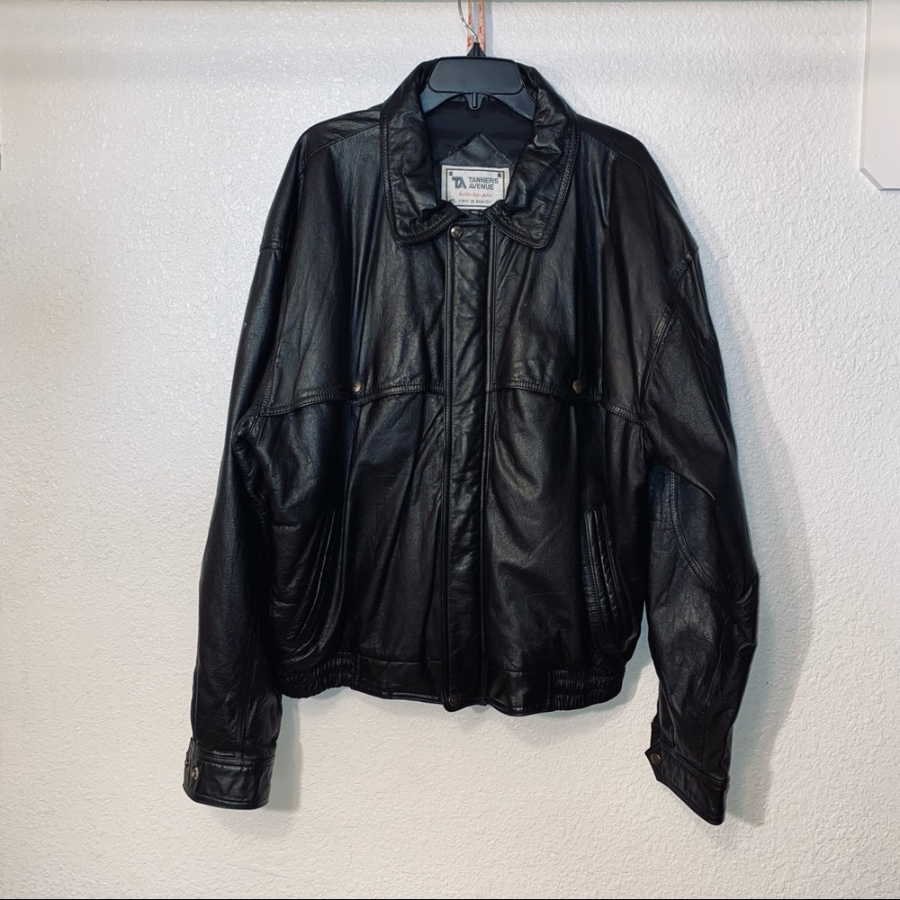 Men's Tanners Avenue Bomber Leather Jacket size 3XL Black
